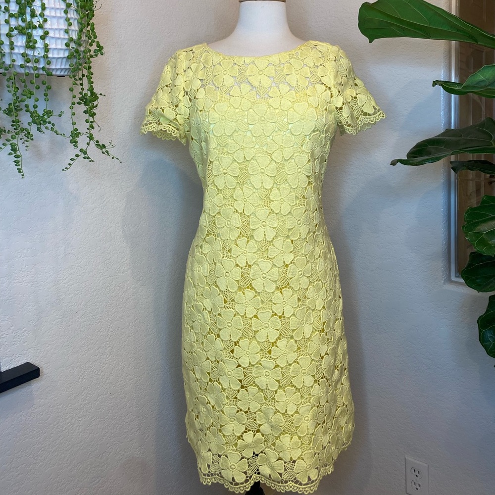 Rickie Freeman For Teri Jon lace yellow dress Sz 10